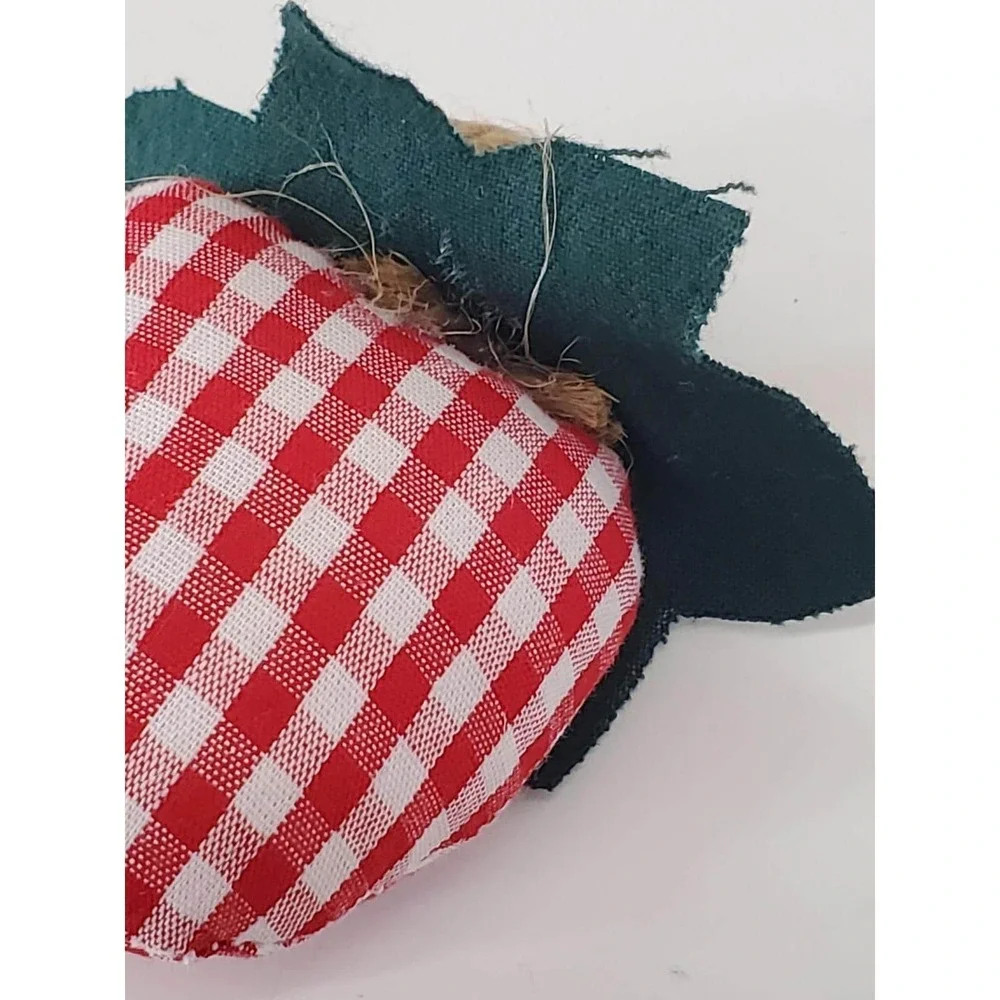 Handmade Fabric Strawberry Ornaments Set of 4 Rustic Farmhouse Decor Red Gingham